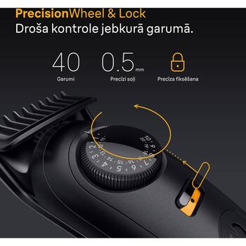 Braun Bārdas Trimmeris BT5560, 40 pakāpieni, 0.5-20 mm, 120 min, Li-Ion, mitrā un sausā, melns (BT5560)