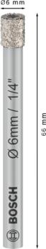 Dimanta urbis 6mm cietām flīzēm, Urbjmašīnām/skrūvgriežiem PRO CERAMIC DRY URBIS, 2608599049, BOSCH (2608599049)