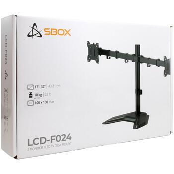 Sbox Крепление для монитора LCD-F024-3, 2x10кг, 17''-32'', 75x75-100x100, наклон +45°/-45°, поворот +90°/-90° (LCD-F024-3)