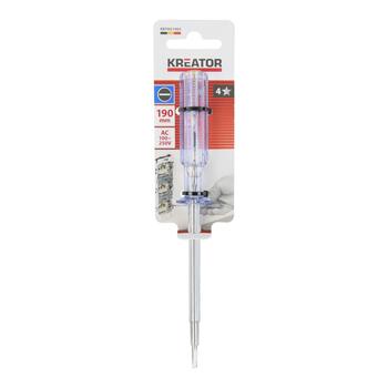 Kreator тестер напряжения KRTH21903, 100-250V, 190mm, 15mm, 105mm, шлицевая головка, индикаторная лампа (KRTH21903)