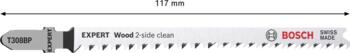 5 figūrzāģa asmeņi T308BP Wood 2-side clean, Figūrzāģiem EXPERT WOOD 2-SIDE CLEAN T308BP FIGŪRZĀĢA ASMENS, 2608900558, BOSCH (2608900558)