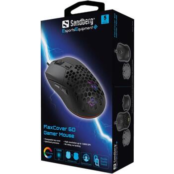 Sandberg Игровая мышь 640-28, 120г, 1.5м, 6 кнопок, 800-12800 DPI, USB, LED подсветка (640-28)