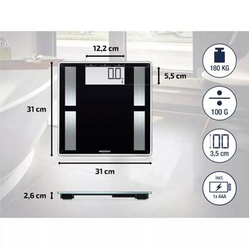 Soehnle Shape Sense Connect 50 1063879, весы для анализа тела, BIA, 180кг, 100г, Bluetooth, ЖК-дисплей, 8 пользователей (1063879)