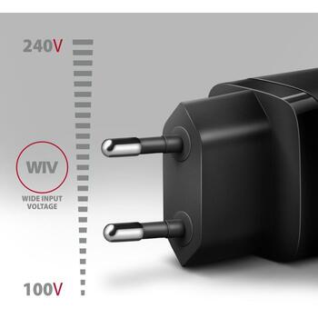 Axagon настенный зарядное устройство ACU-PQ30 30W, 100-240V, 2xUSB, быстрая зарядка, защита от перегрузки, черный (ACU-PQ30)
