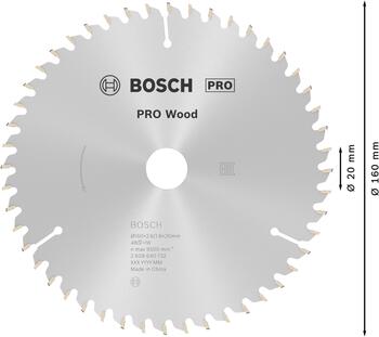 Ripzāģa disks 160x20/16 Optiline Wood, Rokas ripzāģiem PRO WOOD RIPZĀĢA ASMENS, 2608640732, BOSCH (2608640732)