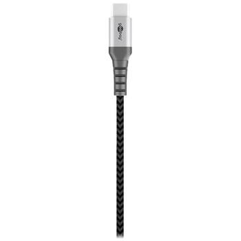Goobay USB-C к USB-A текстильный кабель с металлическими разъемами 49296, 1м, 3A, синхронизация и зарядка, оплетка (49296)