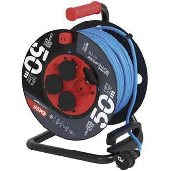 Emos Кабельная катушка с мобильным центром P08650W, 50 м, 4, 230 В, 16 А, IP44, PVC, 1,5 мм², 7 800 г (P08650W)
