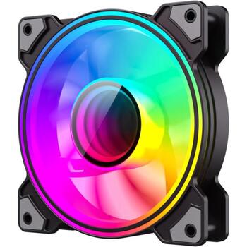 Gamemax Korpusa ventilators DUAL RING INFINITY BK, 120mm, 47cfm, 1200rpm, 30dBA, caurspīdīgas ventilatora lāpstiņas (DUAL RING INFINITY BK)