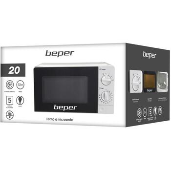 Beper Микроволновая печь BF.570, 20л, 700Вт, 5 уровней мощности, таймер 0-30 мин, вращающаяся тарелка 24,5см (BF.570)