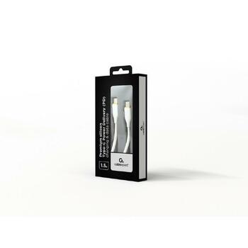 Gembird Кабель CC-USB2S-CMCM-1.5M-W 1.5м, белый, USB-C на USB-C, 60W PD, синхронизация данных, зарядка (CC-USB2S-CMCM-1.5M-W)