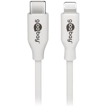 Goobay USB uzlādes un sinhronizācijas kabelis 39448, USB-C uz Lightning, 2 m, 87 W, 480 Mbps, Apple MFI sertifikāts, baltā krāsā (39448)