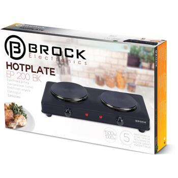 Brock EP 200 BK мини-плита, 2 конфорки, 2500 Вт, 18,5/15,5 см, 220-240 В, черный (EP 200 BK)