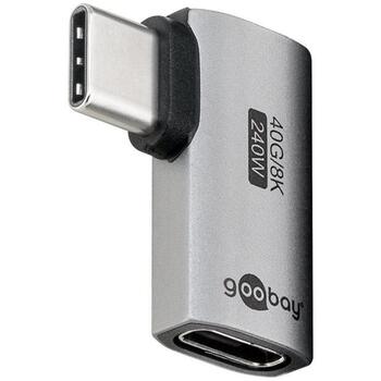 Goobay USB-C адаптер горизонтальный 90°, 74441, поддержка 8K60Hz, скорость передачи данных 40 Гбит/с, металлический корпус (74441)