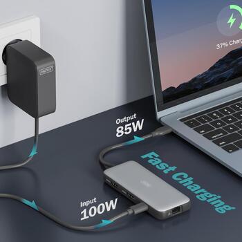 Digitus DA-70915 USB-C док-станция, 8 портов, 2x HDMI, 1x RJ-45, Gigabit Ethernet (DA-70915)