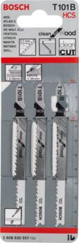3 figūrzāģa asmeņi T 101 B, Figūrzāģiem FIGŪRZĀĢA ASMENS T 101 B CLEAN FOR WOOD, 2608630557, BOSCH (2608630557)