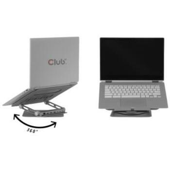 Club3D Алюминиевый стенд для ноутбука CSV-2554, 1xHDMI, 1xRJ45, 2xUSB-C, 2xUSB 3.2, 100W, 360° поворот (CSV-2554)