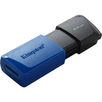 Kingston DataTraveler Exodia M USB флешка DTXM/64GB-2P, 64GB, USB 3.2 Gen 1, USB Type-A, 2 шт, черный синий, слайдер (DTXM/64GB-2P)