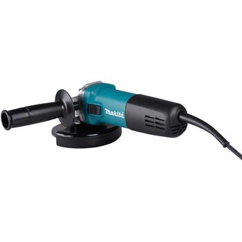 Makita 9558HNRZ угловая шлифовальная машина 840 Вт 125 мм 11 000 об/мин механический редуктор защита от случайного включения боковая рукоять блокировка шпинделя двойная изоляция чёрно-синий (9558HNRZ)