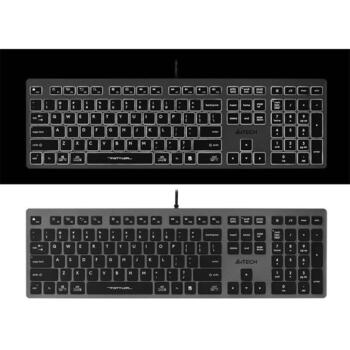 A4Tech FStyler FX60H A4TKLA47125, 150m, 2 USB, 12 multimediju taustiņi, zema profila taustiņi, balta LED apgaismojums (A4TKLA47125)