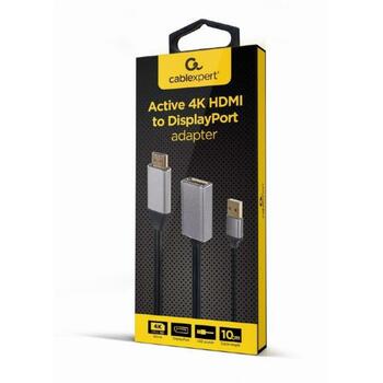 Gembird I/O adapteris A-HDMIM-DPF-02 aktīvs 4K HDMI vīriešu uz DisplayPort sieviešu adapteris, melns, USB 2.0 1, Mini-DVI 1 (A-HDMIM-DPF-02)