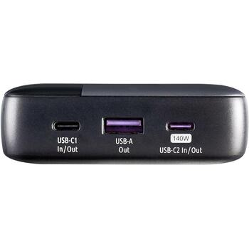 Intenso Power Bank HE25000 25000 мАч, 140 Вт, 1 x USB Type-A, 2 x USB Type-C, быстрая зарядка, дисплей (7350060)