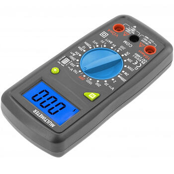 Hogert HT1E602 цифровой универсальный мультиметр, 600В AC/DC, 10А DC, 2МОм, ЖК-дисплей, фиксация данных, обнаружение LIVE (HT1E602)