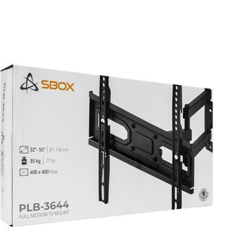 Sbox televizora kronšteins PLB-3644-2, 32-55'', 35kg, 100x100-400x400, +3°/-15°, 90° griešanās, melna (PLB-3644-2)