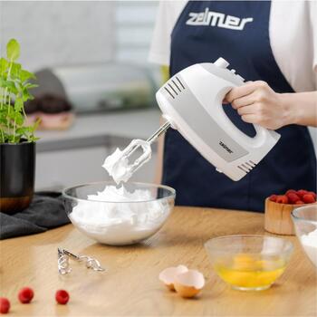 Zelmer ZHM2450 70305560P, ручной миксер, 700 Вт, 5 скоростей, турбо, венчик, крюки для теста, мягкое касание (70305560P)
