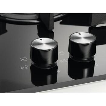 Electrolux KGG6456K газовая варочная панель, 60см, 4 конфорки, 8900Вт, стекло, черный, чугунные решетки, газ-контроль (KGG6456K)