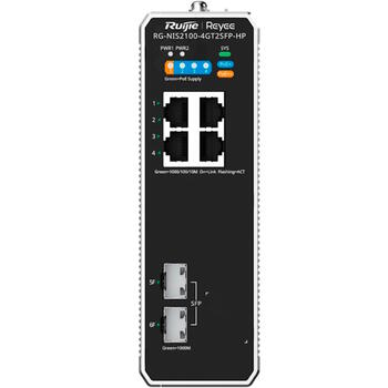 Ruijie RG-NIS2100-4GT2SFP-HP | 6-портовый Промышленный Коммутатор с Облачным Управлением — Прочный Дизайн, Чёрный Корпус (RG-NIS2100-4GT2SFP-HP)