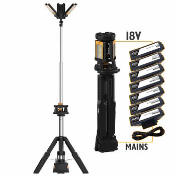 JCB Tri-Fold Konnect torņa LED darba gaismeklis būvlaukumiem 8400lm 3 galvas 360° 18V vai 110/240V 2.4m statīvs IP54 JCB-SL-TRI-FOLD (JCB-SL-TRI-FOLD-KONNECT)