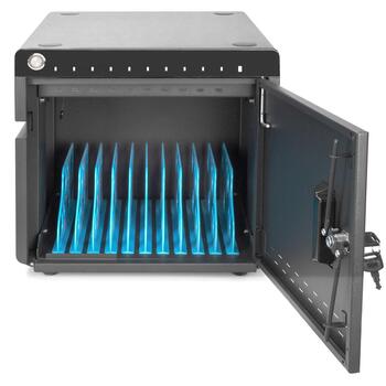 Digitus Mobilais galda uzlādes skapis portatīvajiem datoriem/planšetdatoriem līdz 14' DN-45004, 10 USB, 5/9/12 V, melns (DN-45004)