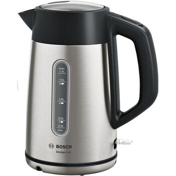 Bosch Чайник TWK4P440, 2400 Вт, 1.7 Л, Нержавеющая сталь, 360° поворотная база, Черный/Нержавеющая сталь (TWK4P440)