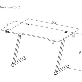 White Shark HELIX Spēļu galds HELIX, 1200x600mm, 75kg, 750mm, 16mm, tērauds, MDF, melamīns, dzērienu turētājs, austiņu āķis (HELIX)