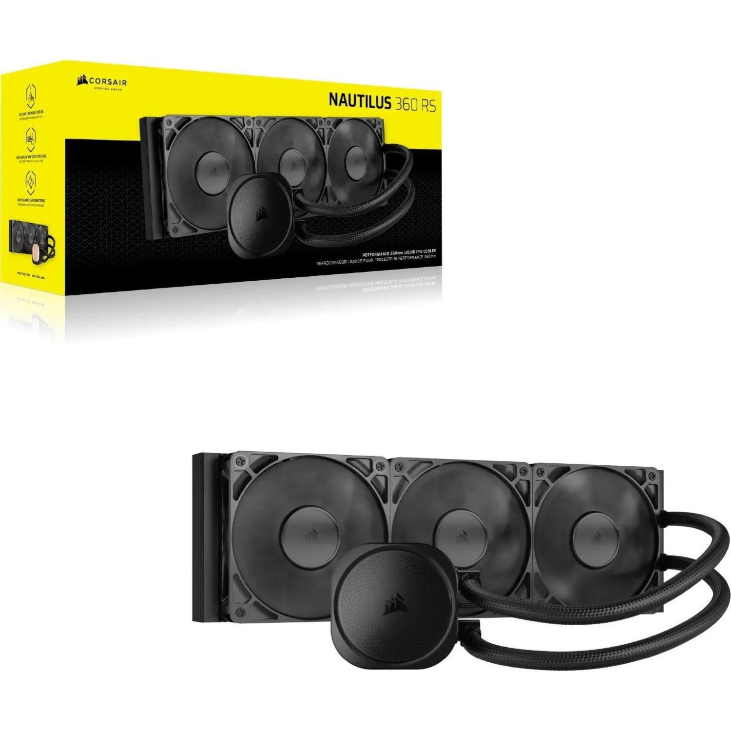 Corsair Šķidrā procesora dzesētājs NAUTILUS 360 RS CW-9060089-WW, 360mm radiators, 3x120mm ventilatori, 1700 apgr./min, 94.87 cfm (CW-9060089-WW)