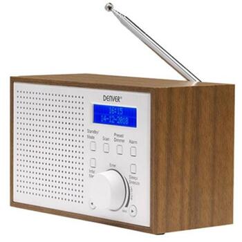 Denver Радиоприемник DAB-46W 111111000400, 2W, DAB+, FM, LCD, Будильник, 4xAA батареи (111111000400)
