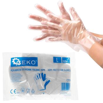Vienreizlietojamie aizsargcimdi HDPE, GEKO, G75210, 100 gab. (G75210)