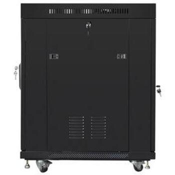 Lanberg Rack Kaste 19'' 15U FF01-8015-12BL, 800mm, 1000mm, 905mm, 800kg, LCD displejs, 4 ventilatori 230V, stikla durvis (FF01-8015-12BL)