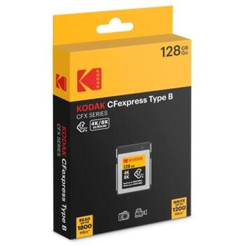 Kodak CFexpress Type B 128GB EKMCFX128GK, 128GB, 1800MB/s, 1200MB/s, CFexpress, PCIe Gen 3.0 (EKMCFX128GK)
