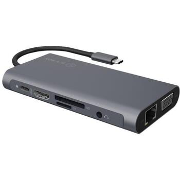 Raidsonic док-станция IB-DK4040-CPD, USB-C, HDMI 3840x2160@30Hz, VGA 1920x1080@60Hz, 3x USB 3.0 Type-A 5Gbps (IB-DK4040-CPD)
