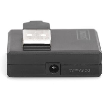 Digitus USB centrmezgls DA-70217, 4x USB 2.0, 480 Mb/s, melns, kompakts, galda (DA-70217)