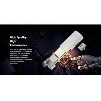 Ruijie RG-EST310 V2 bezvadu tilts, 5.8GHz, 867Mbps, 1km, 10dBi, IP54, 2x2 MIMO, PoE 24V, 4kV, -30°C līdz +55°C (RG-EST310 V2)