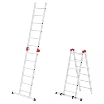 Hailo G60 039459507, alumīnija sastatnes, 2x12 pakāpieni, 150kg, 433cm, 136x50cm, 233cm, 26cm, Fast & Lock (039459507)