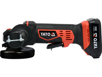 Yato YT-82826 аккумуляторная угловая шлифмашина, 125 мм, 18 В, 10000 мин⁻¹, 2 Ач, M14, 22.2 мм, низкая вибрация, быстрая зарядка (YT-82826)