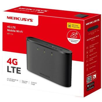 Mercusys мобильный маршрутизатор MT110, 4G LTE, 150 Мбит/с загрузка, 50 Мбит/с выгрузка, 2200 мАч, 10 часов работы, 10 устройств (MT110)