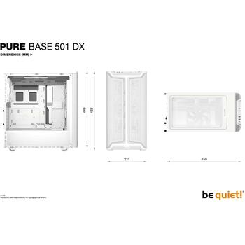 Be Quiet Kaste PURE BASE 501 DX BGW77, 450mm, 231mm, 463mm, 3x140mm ventilatori, 5x2.5