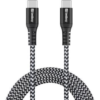 Sandberg USB-C kabelis 441-67, 2m, 100W, USB-C, USB-C, USB 2.0, melns, balts (441-67)