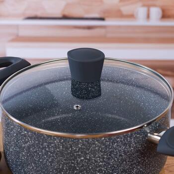 Russell Hobbs Katls RH008491EU7, 24cm, alumīnijs, 11cm, zils marmors, ar vāku, indukcijai piemērots (RH008491EU7)