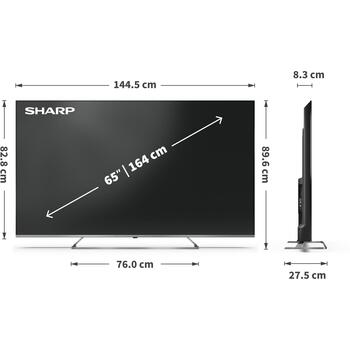 Sharp QLED televizors 65JP7265E, 3840 x 2160, 4K UHD, Google TV, 4 HDMI, 2 USB, MiniLED, Smart TV (65JP7265E)