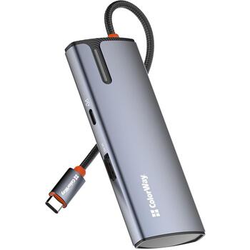 Colorway 5-в-1 док-станция CW-HUB01, DC 5V⎓3A/15V⎓3A/20V⎓5A, 100W, 1xUSB C, 1xHDMI, 3xUSB A 3.0 (CW-HUB01)